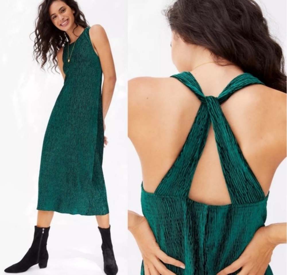 NWOT Maeve Evergreen Velvet Midi Dress